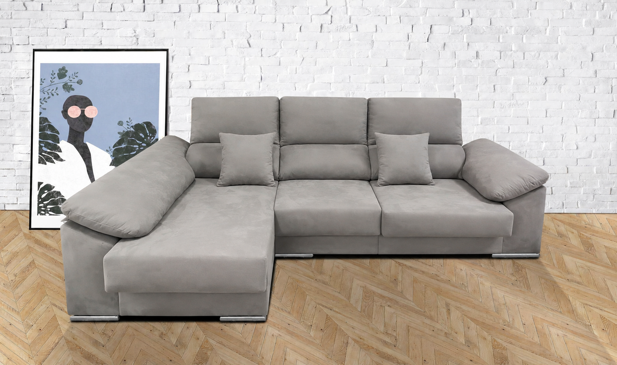 Sofá chaise longue Matias Magnol Cemento - izquierda