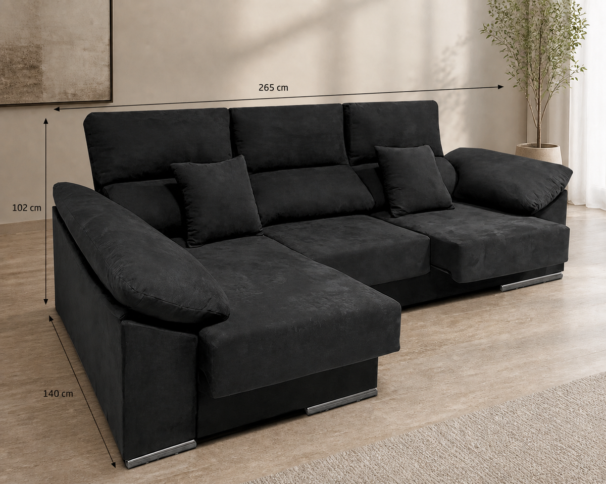 Guía de medidas de Sofá Chaise Longue Matias