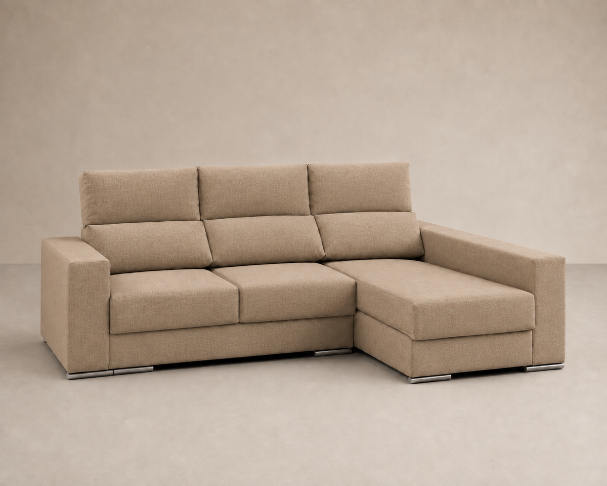 Chaise longue Morena — vista 3/4 derecha — Cairo Beig Oscuro