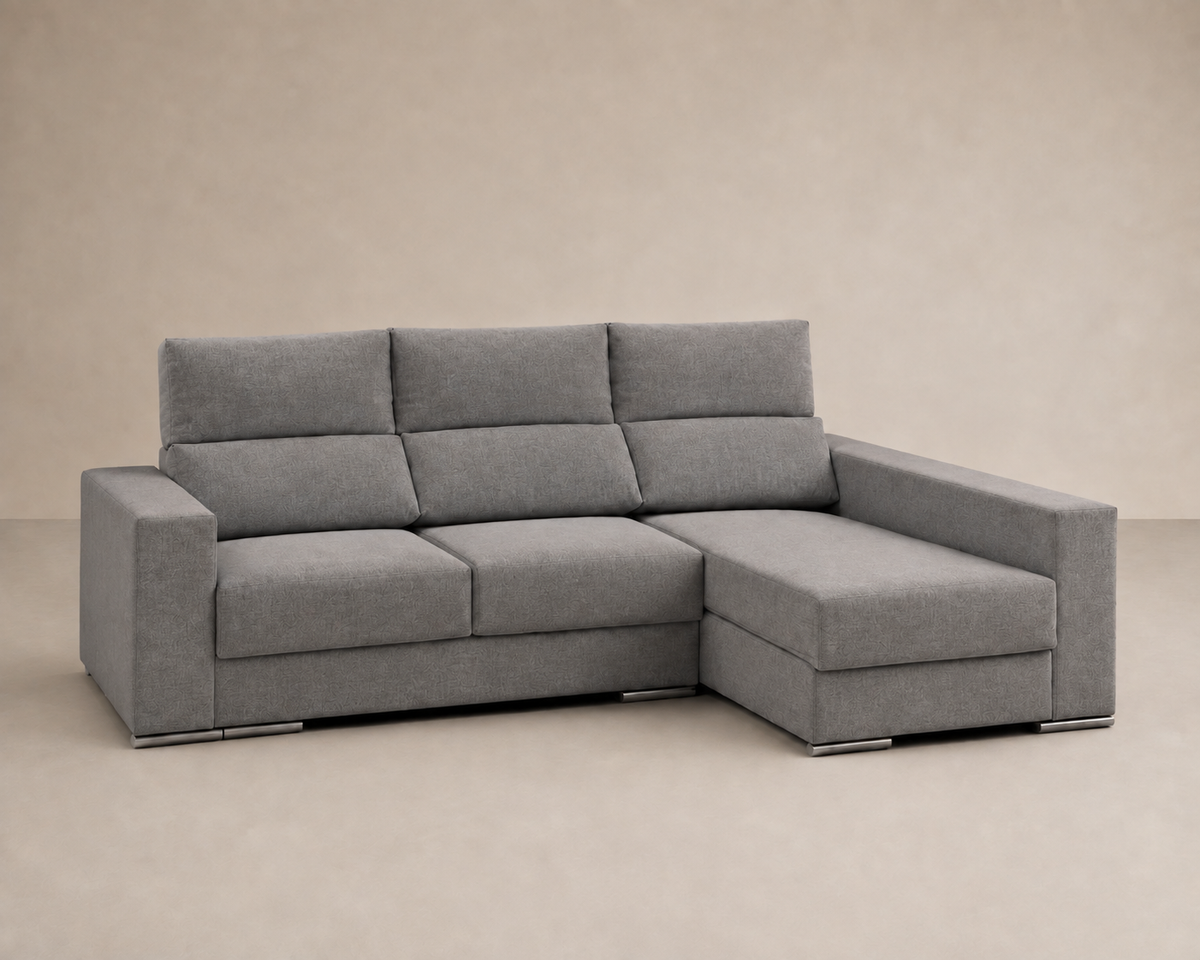 Chaise longue Morena — vista 3/4 derecha — Magnol Plomo