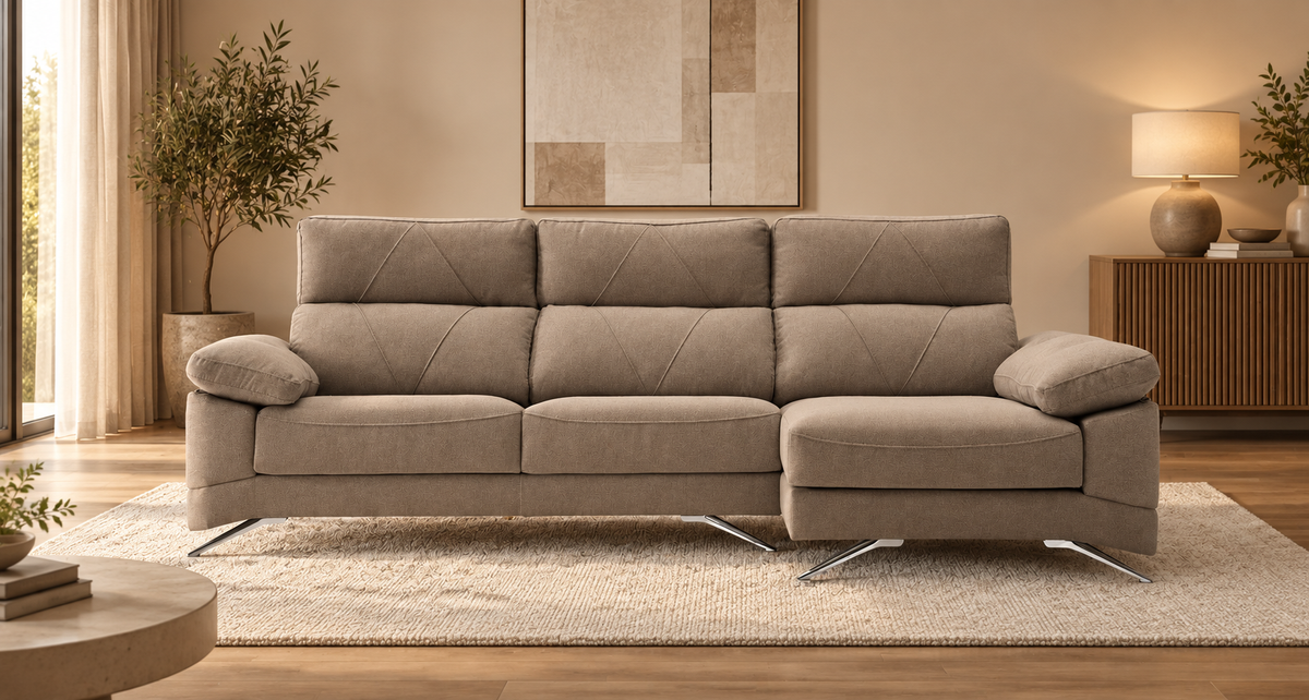 Sofá Chaise Longue Robert - robert right beig oscuro