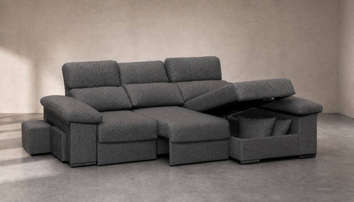 Chaise longue Roma — vista 3/4 izquierda — Cairo Antracita