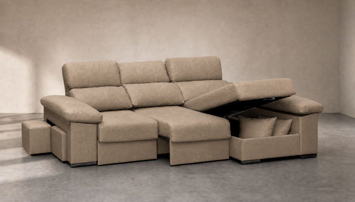 Chaise longue Roma — vista 3/4 izquierda — Cairo Beig Oscuro