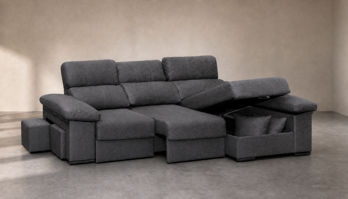 Chaise longue Roma — vista 3/4 izquierda — Cairo Grafito
