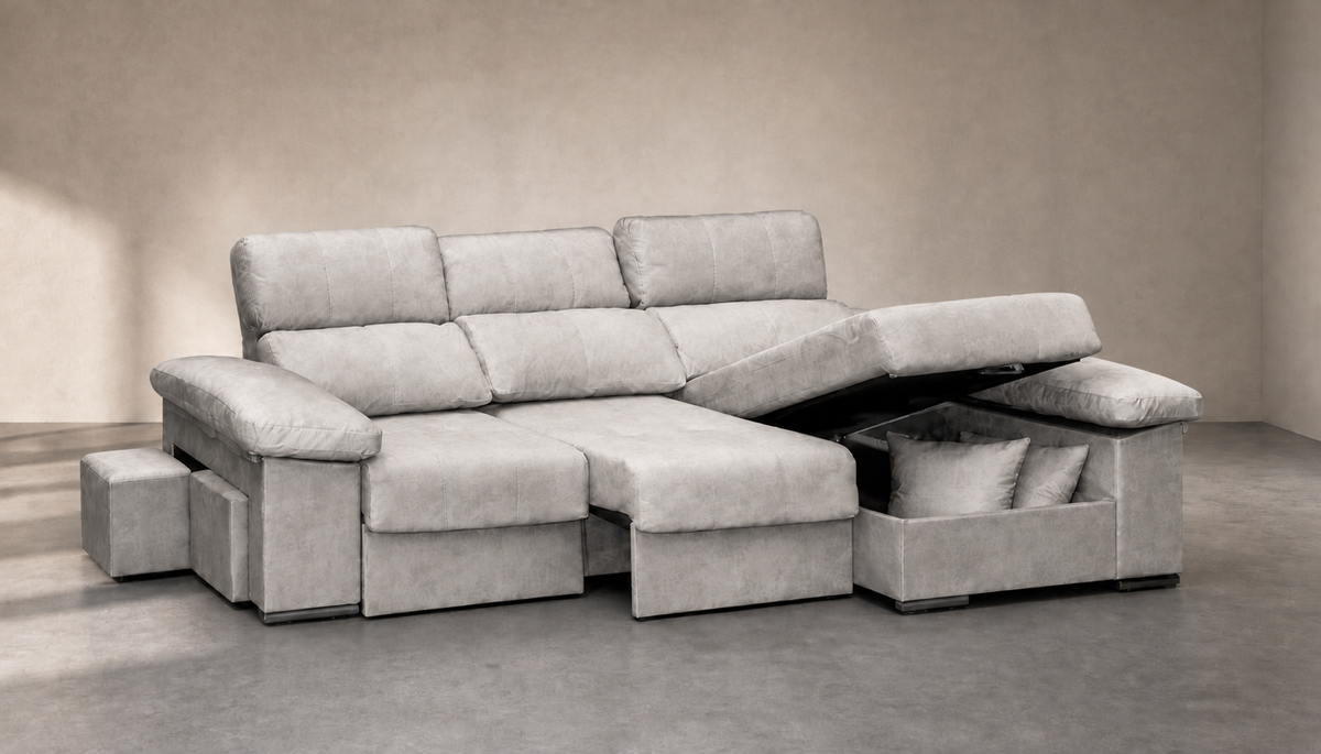 Chaise longue Roma — vista 3/4 izquierda — Magnol Cemento