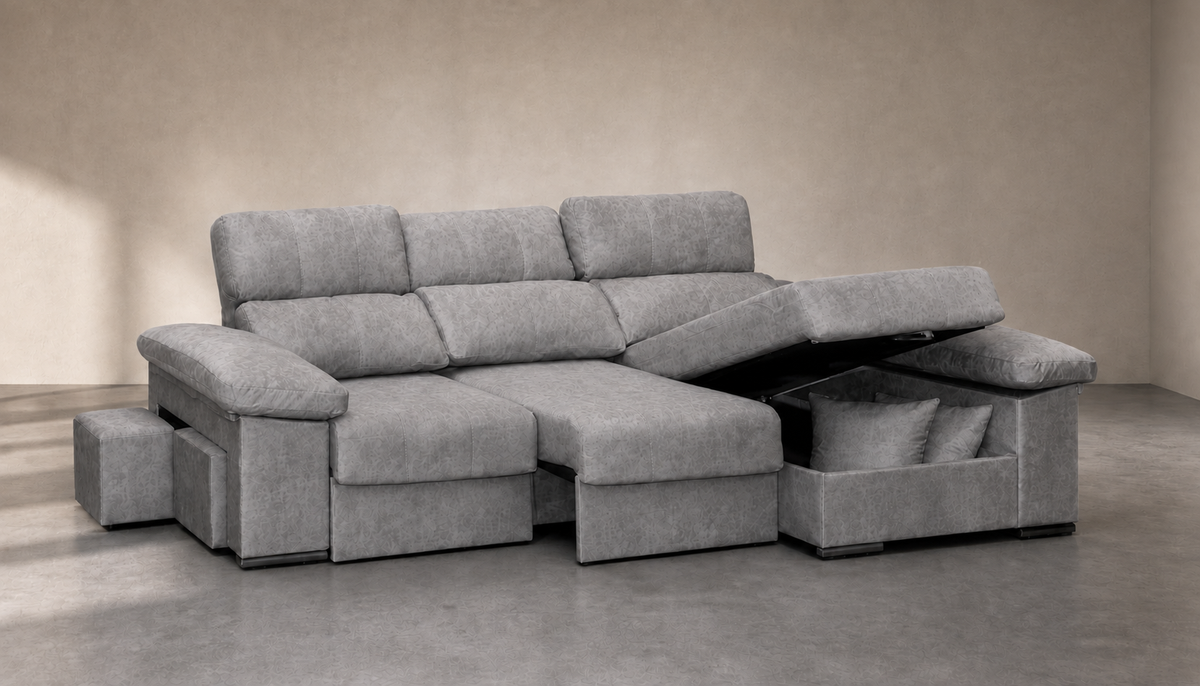 Chaise longue Roma — vista 3/4 izquierda — Magnol Plomo