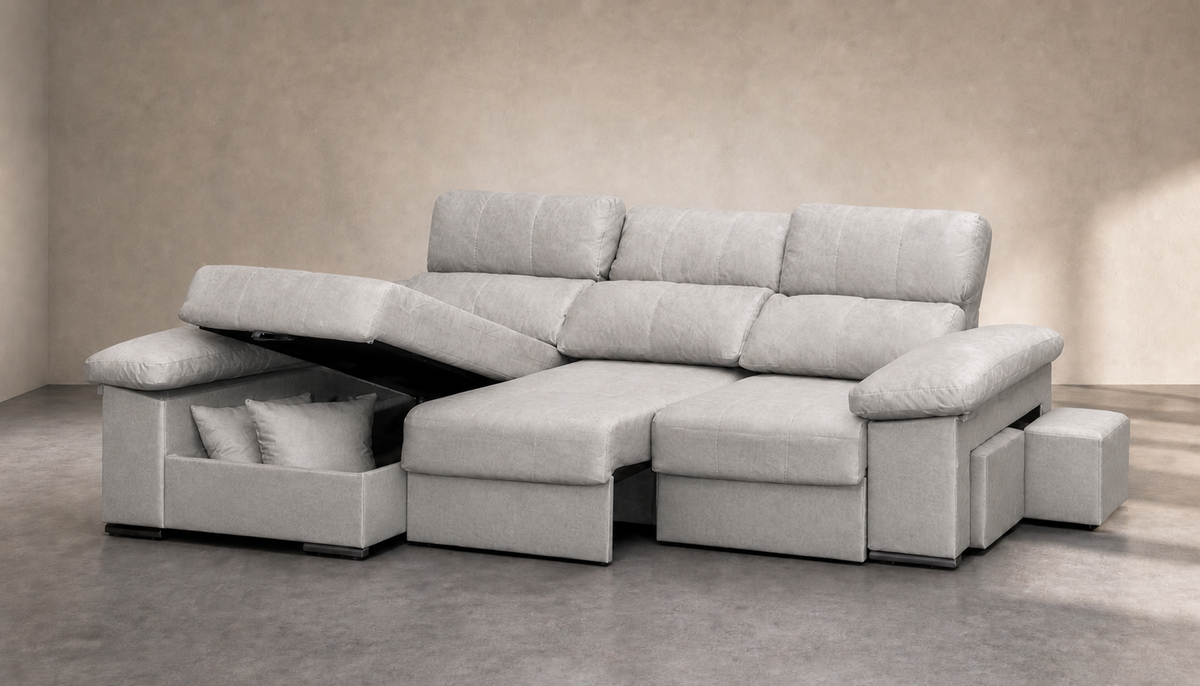 Chaise longue Roma — vista 3/4 derecha — Magnol Cemento