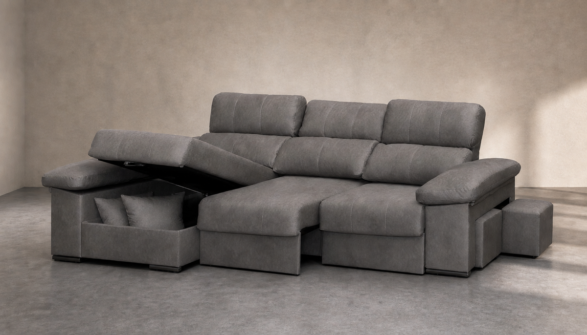 Chaise longue Roma — vista 3/4 derecha — Magnol Plomo