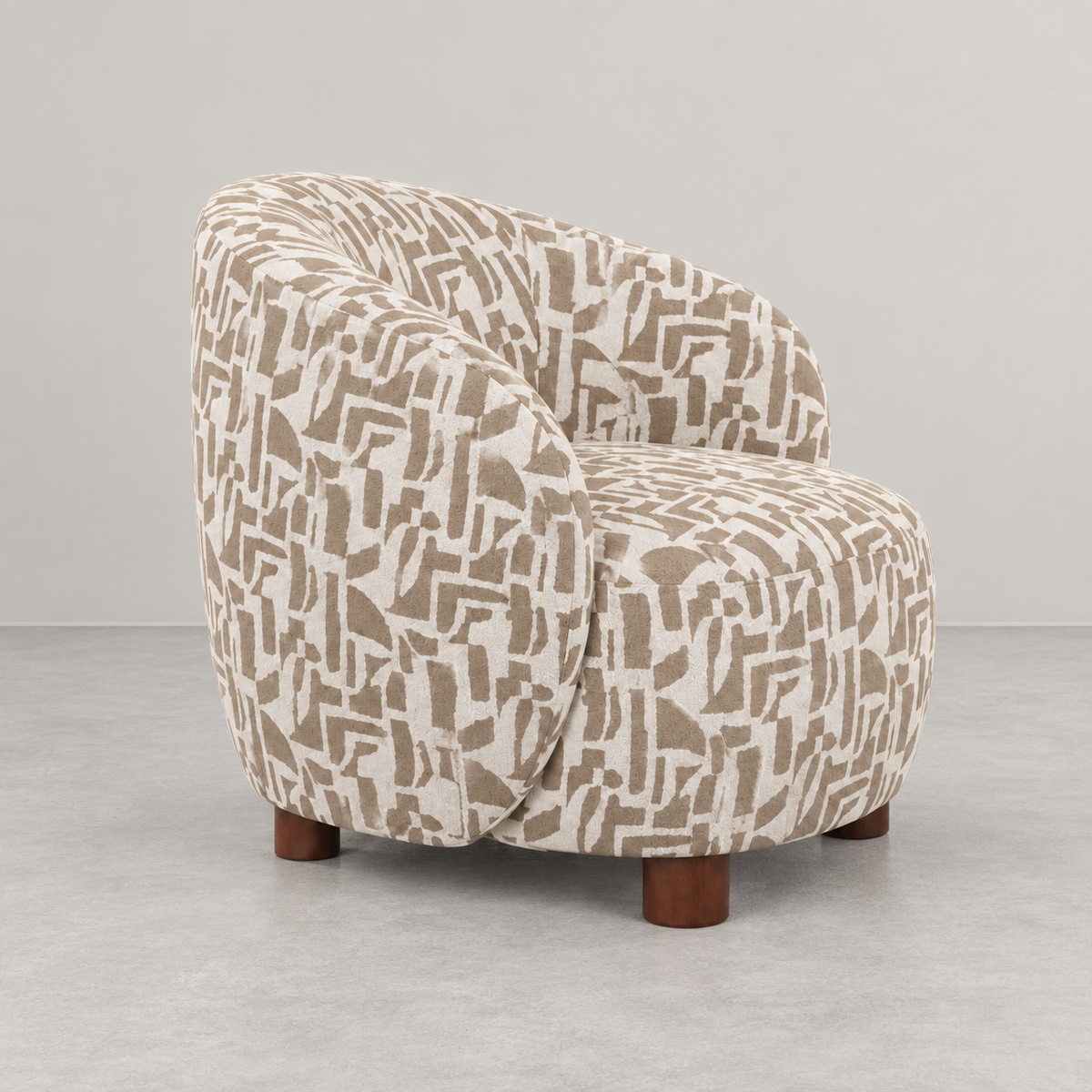 CREAM-BEIGE PRINTED ARMCHAIR 80 X 82 X 62 CM