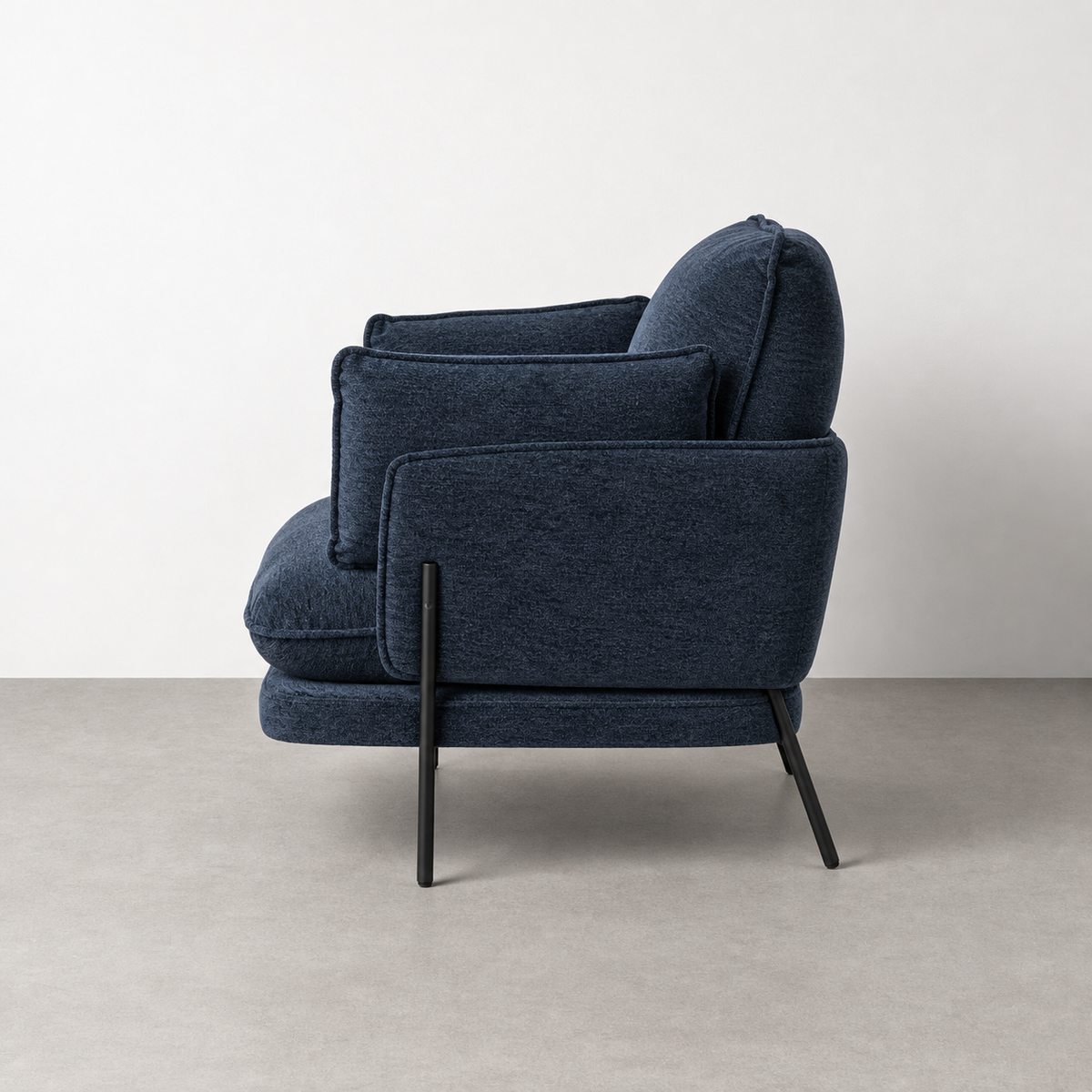 Sillón azul contract — vista lateral
