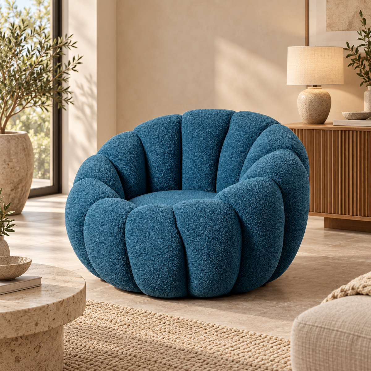 Sillón azul redondo - ambiente