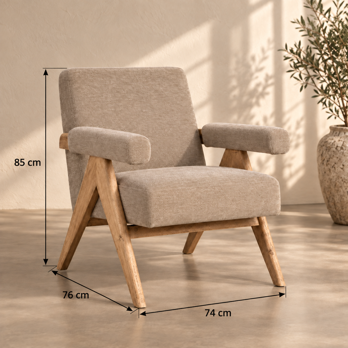 Ficha de medidas sillón beige 613614