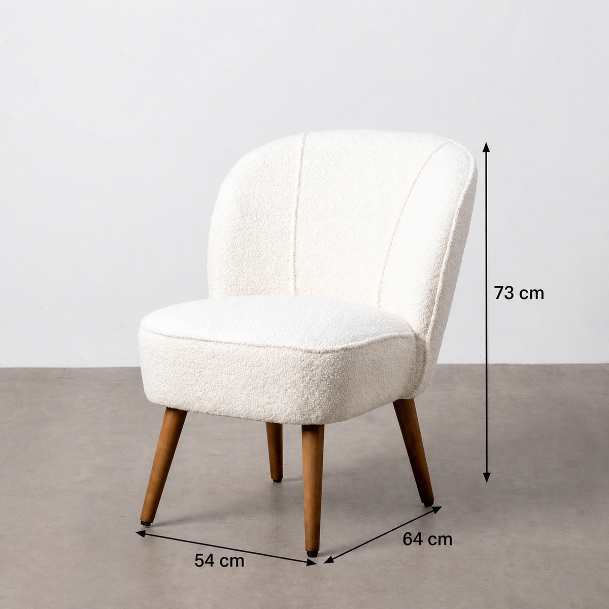 Ficha de medidas — sillón beige 54 x 64 x 73 cm