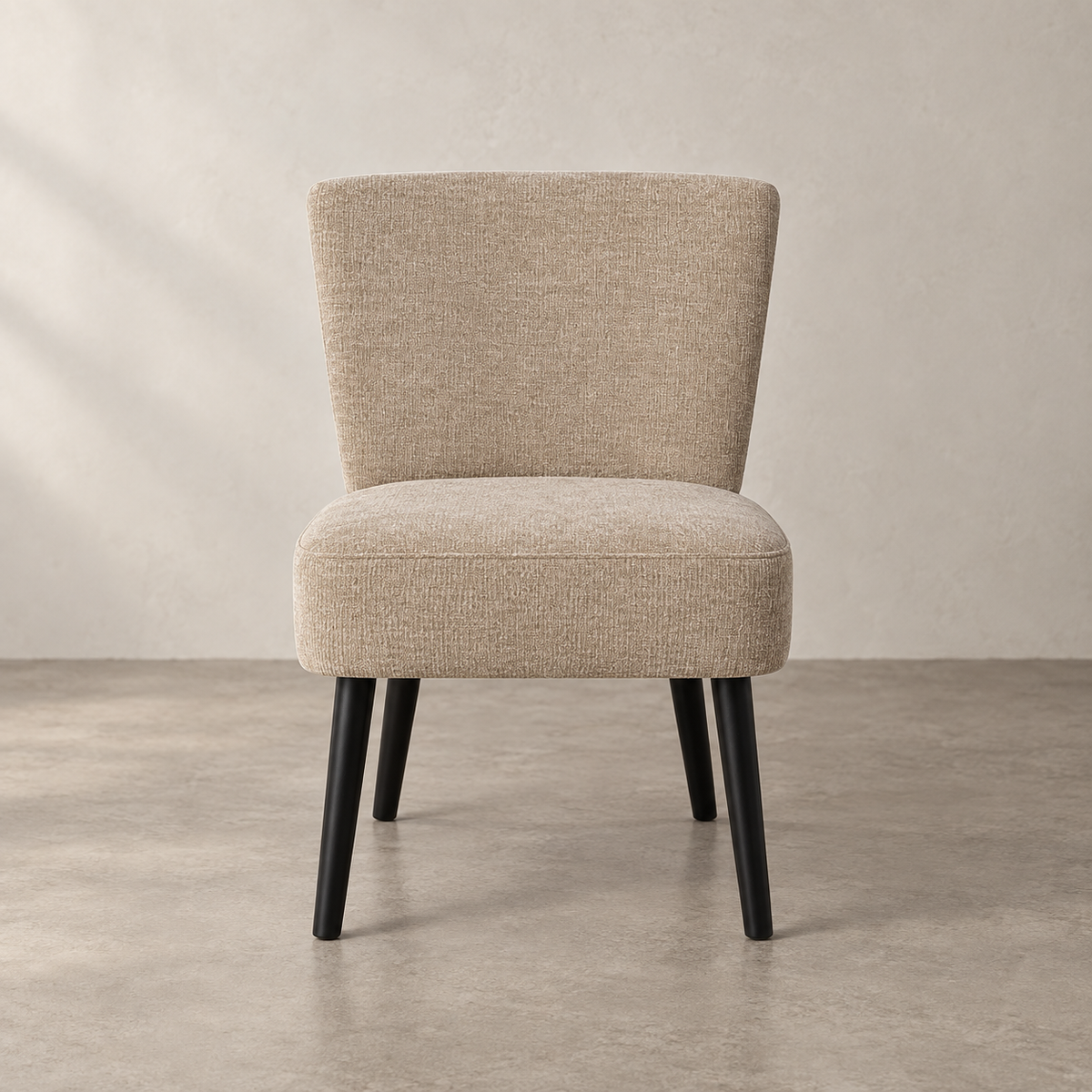 SILLÓN BEIGE TEJIDO-MADERA SALÓN 55 X 63 X 76 CM — frontal