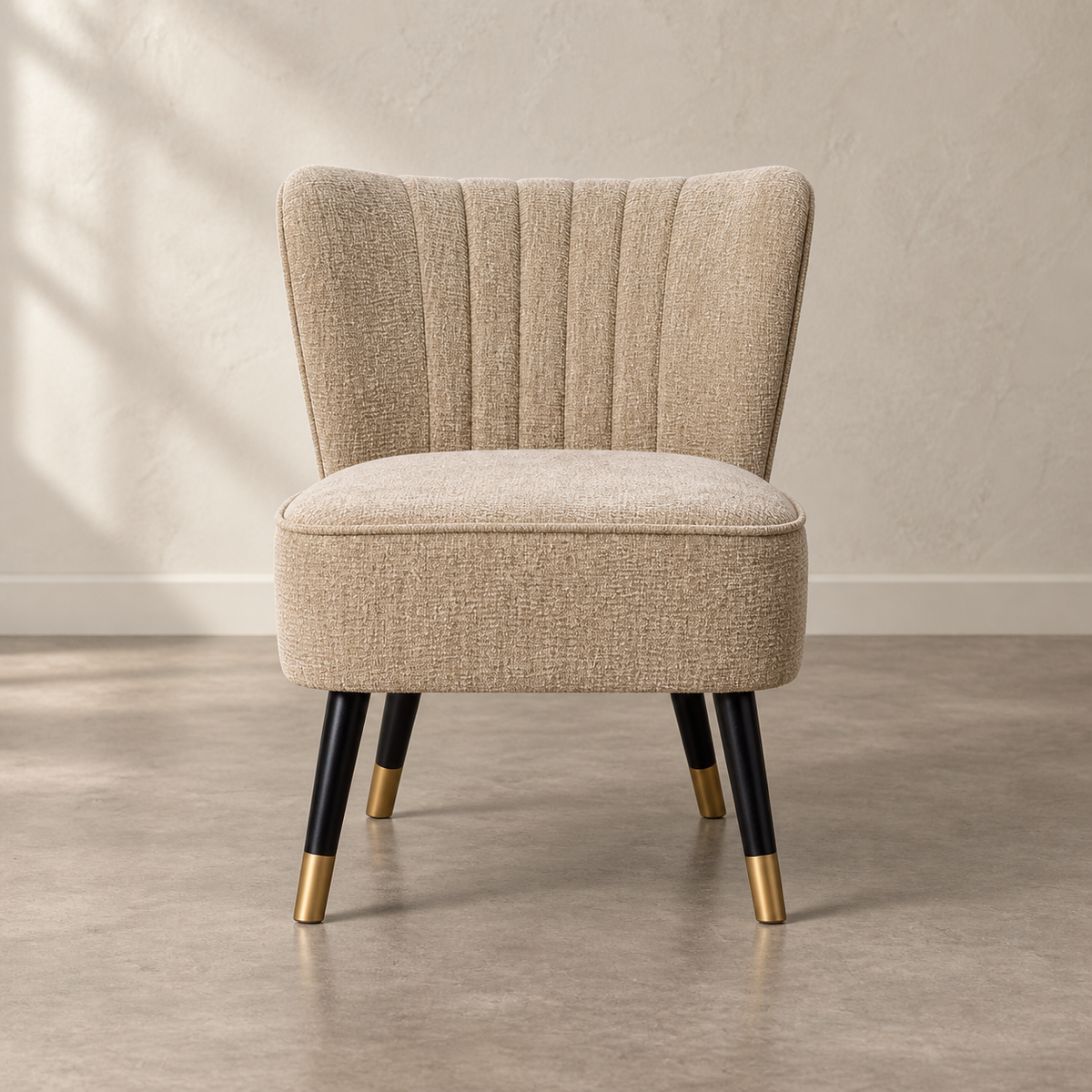 SILLÓN BEIGE TEJIDO-MADERA SALÓN 58 X 70 X 74 CM