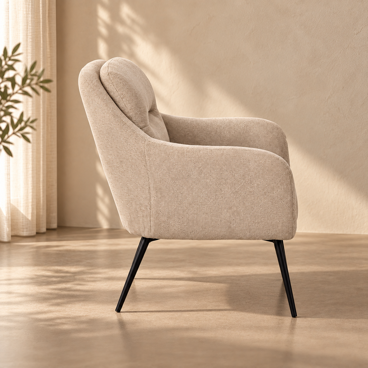 SILLÓN BEIGE TEJIDO-METAL 69 X 73 X 79 CM