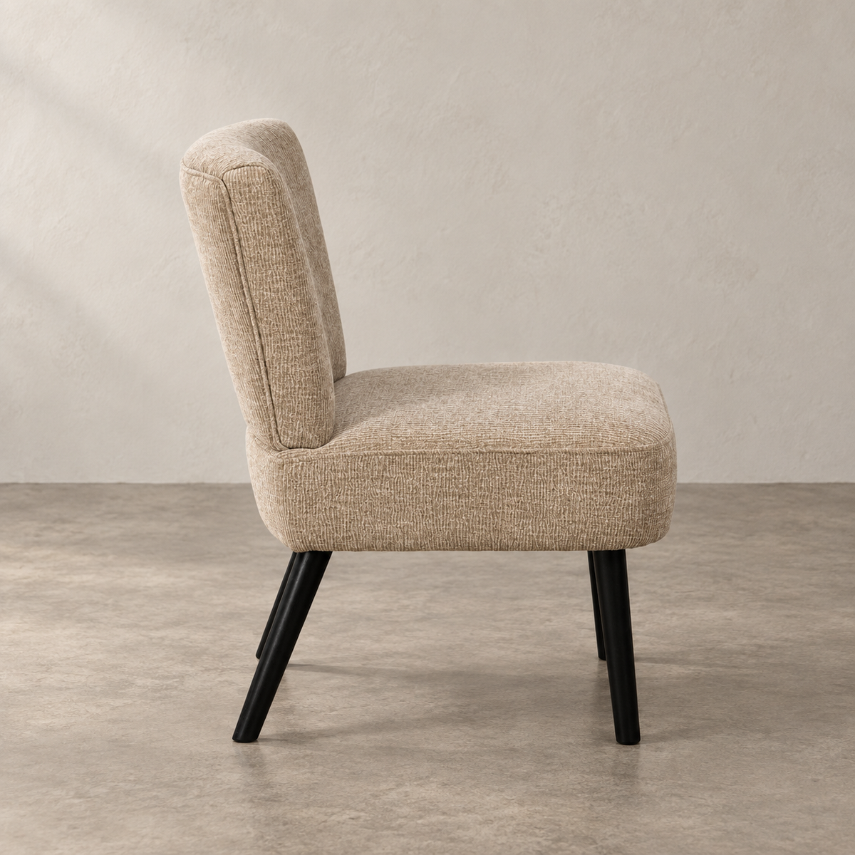 SILLÓN BEIGE TEJIDO-MADERA SALÓN 55 X 63 X 76 CM — lateral