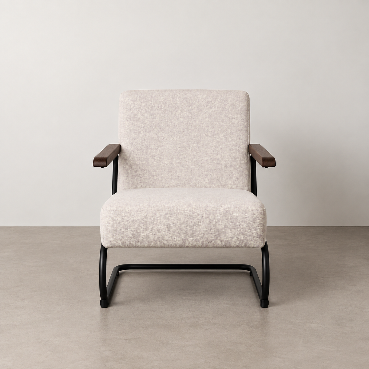 Sillón beige metal — vista frontal