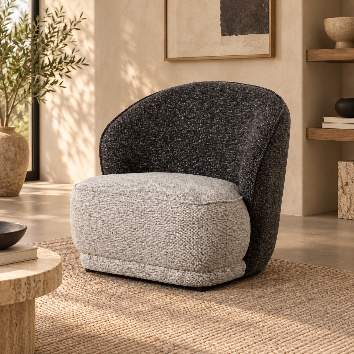 Sillón bicolor tejido salón — ambiente
