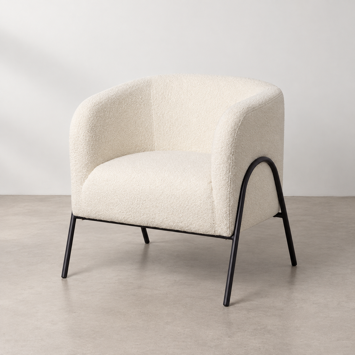 Sillón blanco metal — vista 3/4