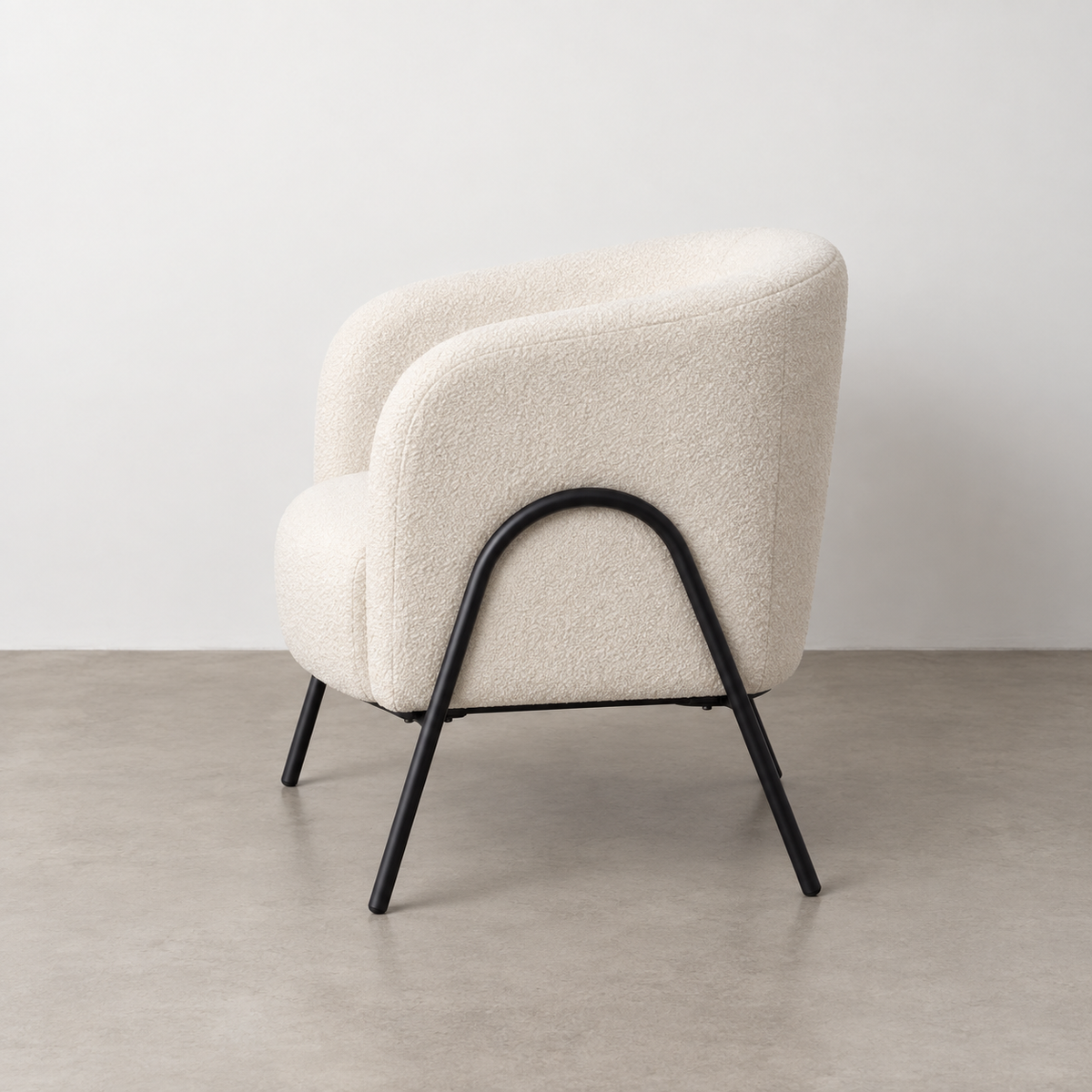 Sillón blanco metal — vista lateral