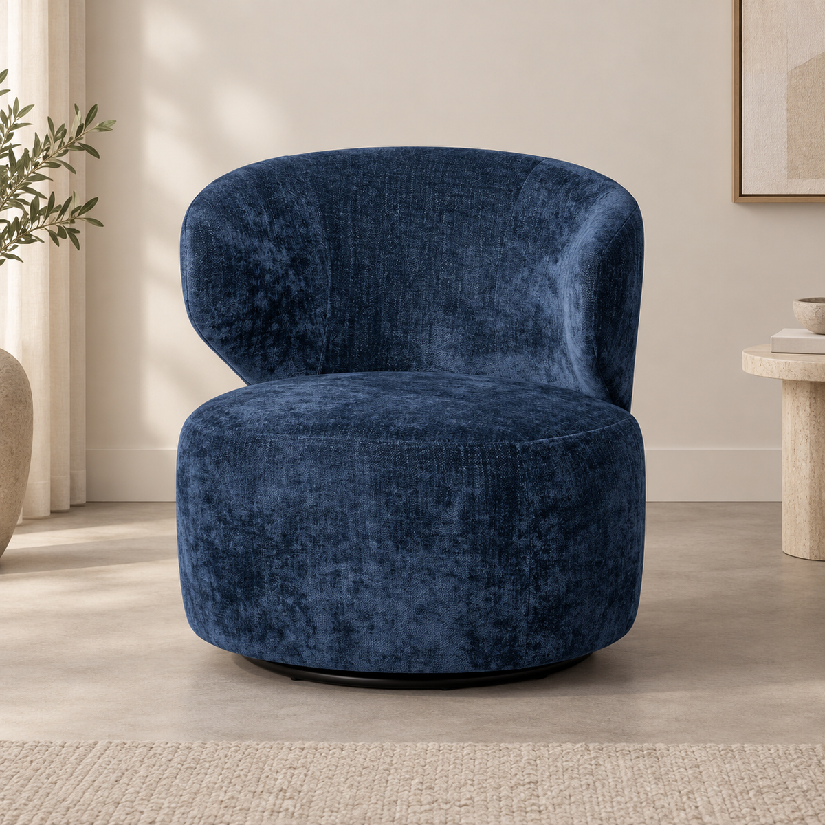 Sillón giratorio azul - vista tres cuartos