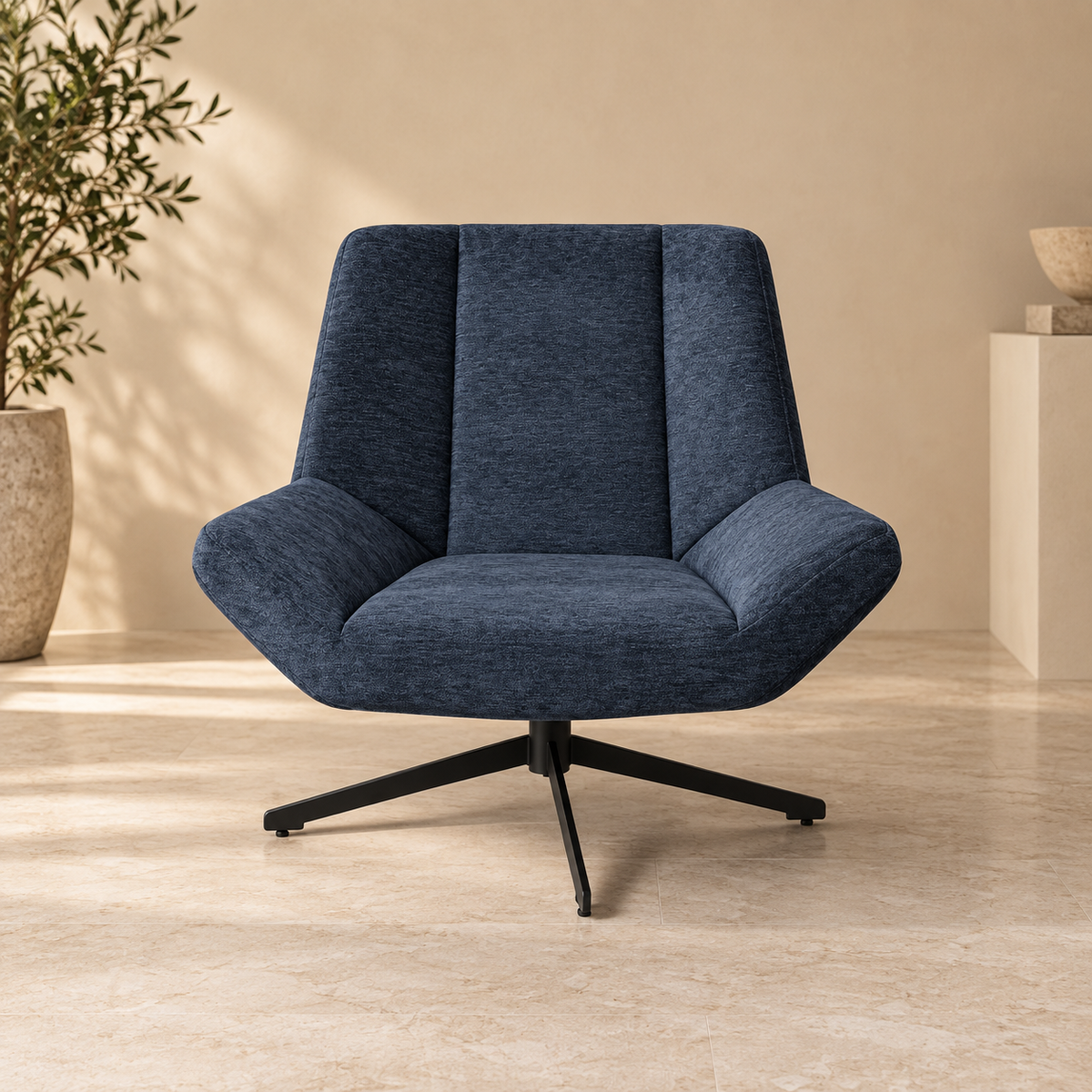 Sillón giratorio azul - vista frontal