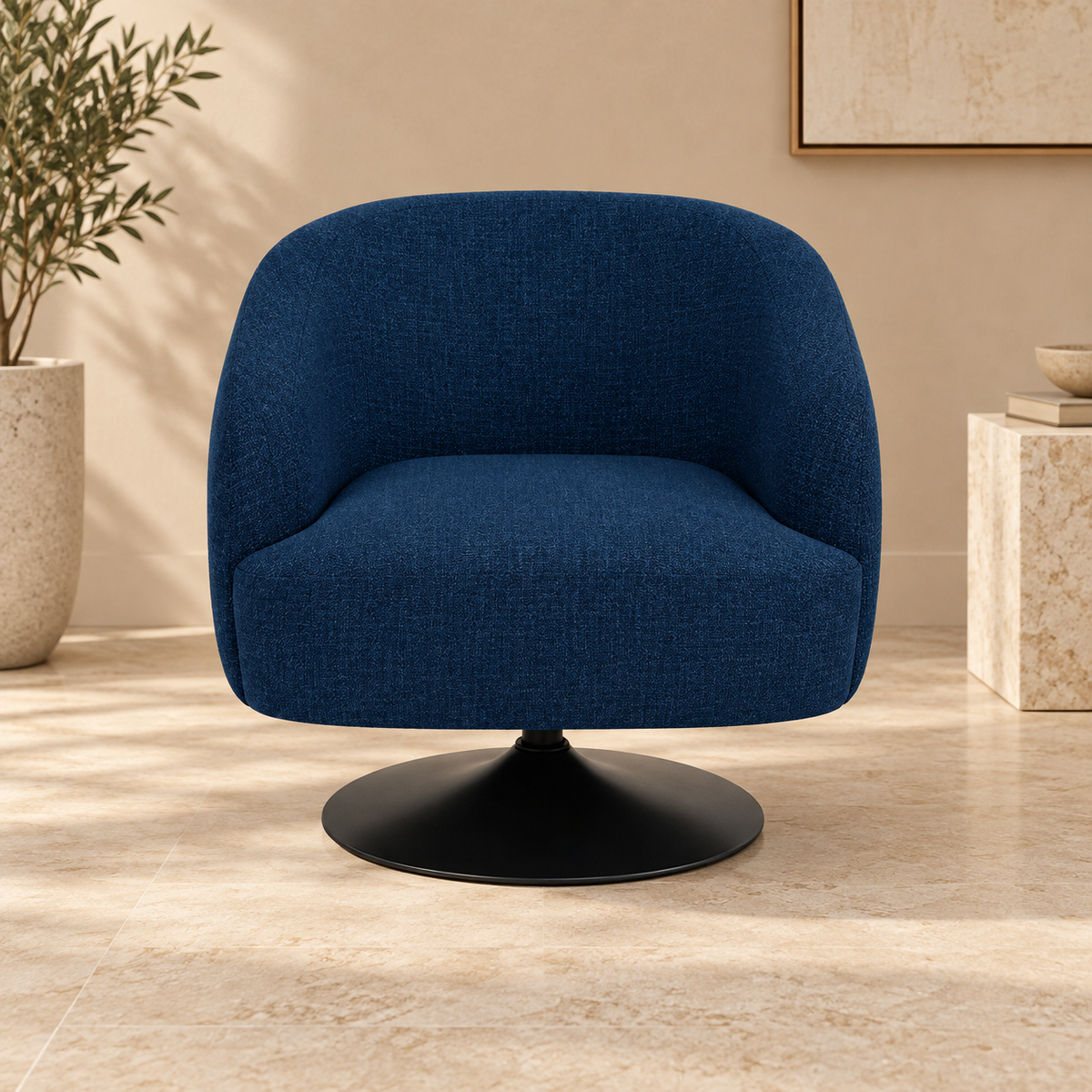 Sillón giratorio azul - vista frontal