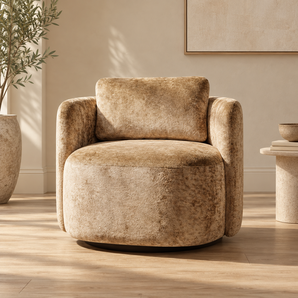 Sillón giratorio beige - vista frontal