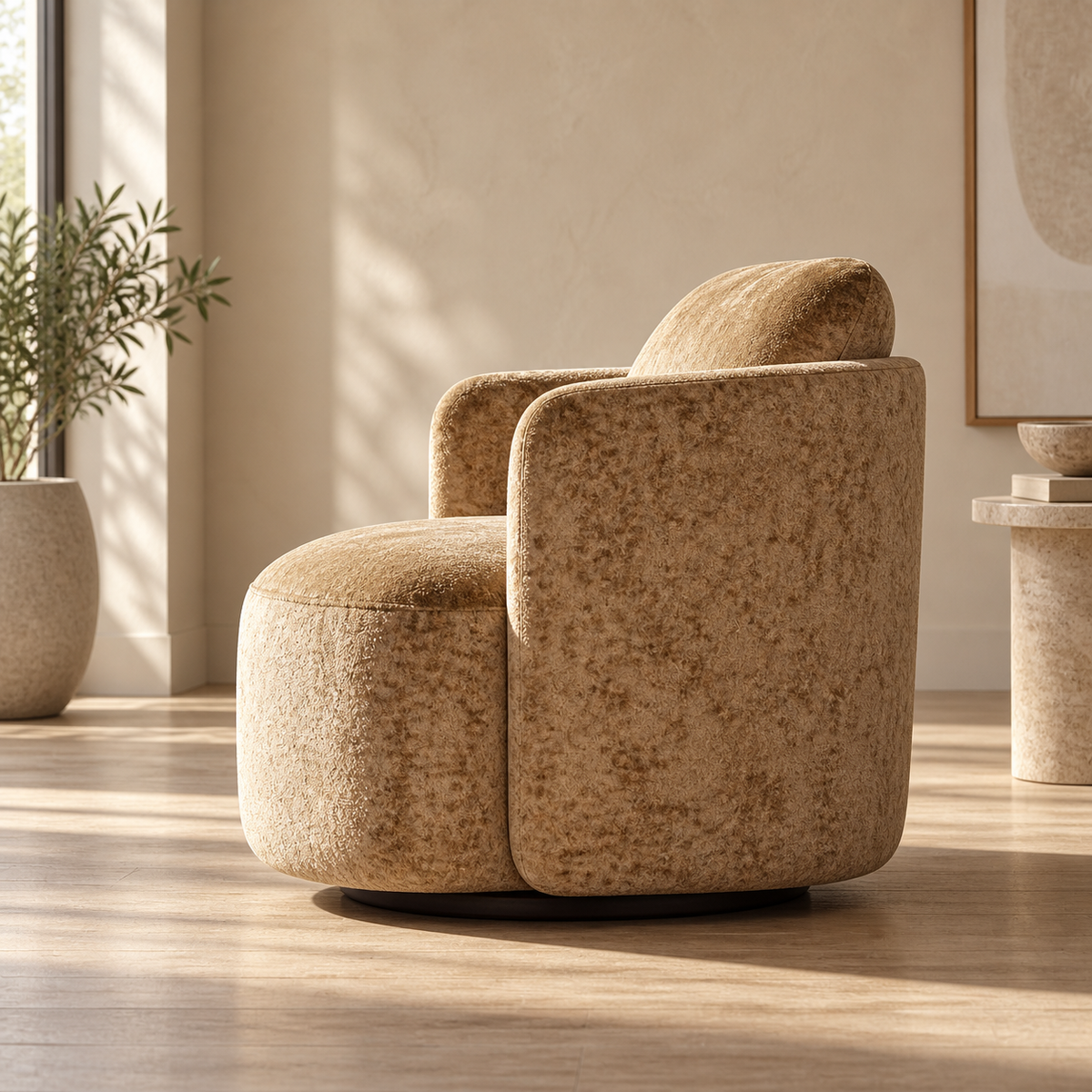 Sillón giratorio beige - vista lateral