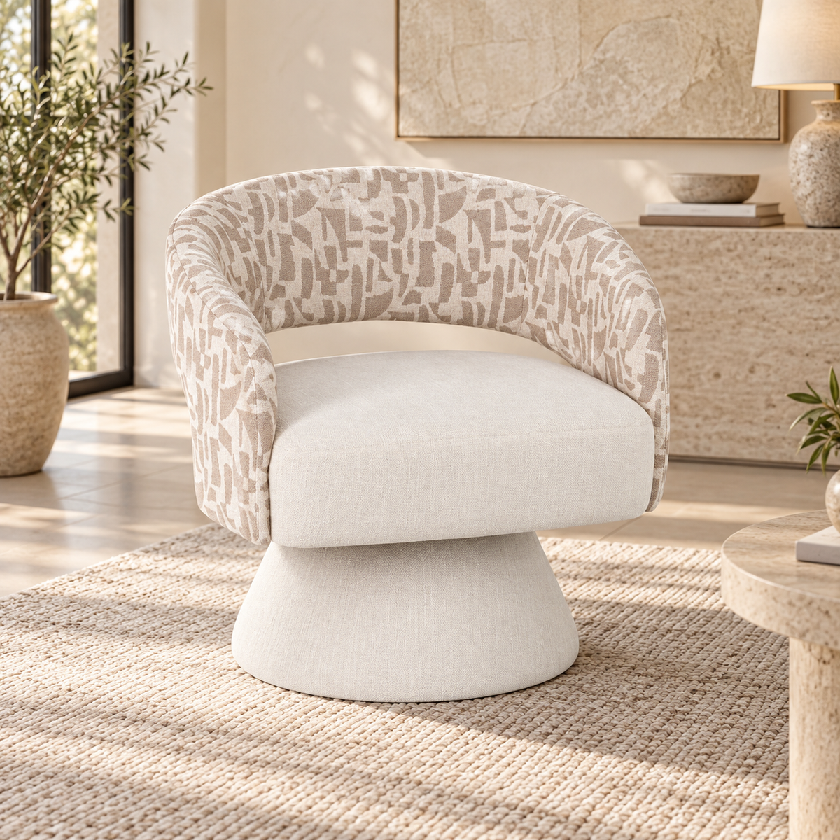 Sillón giratorio crema-beige - ambiente