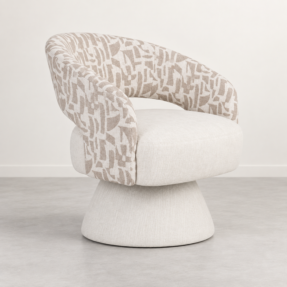 Sillón giratorio crema-beige - vista lateral