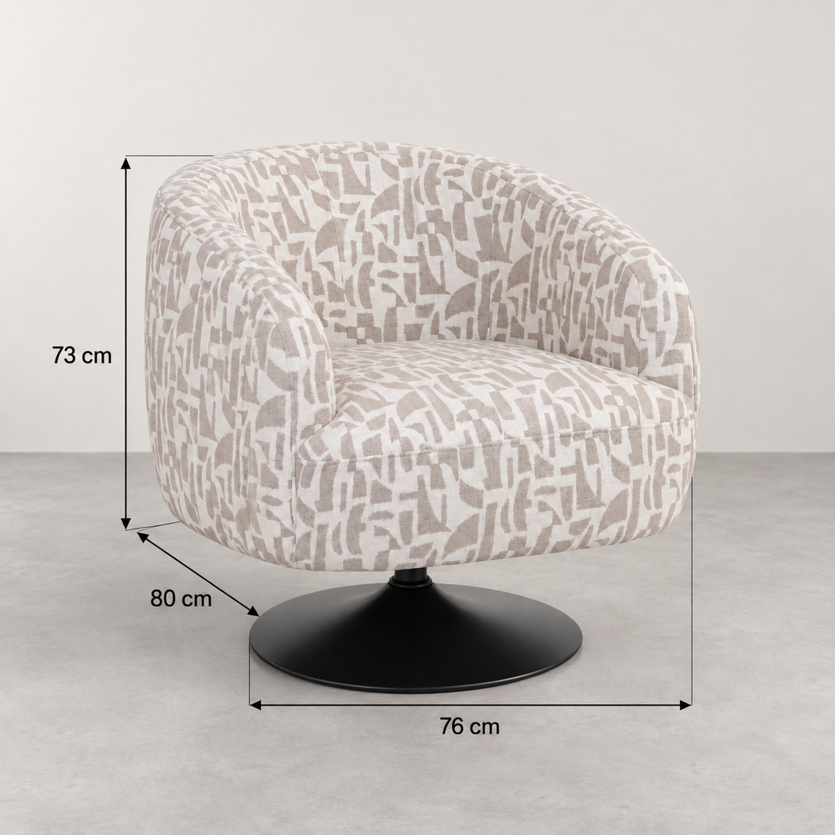 Guía de medidas de SILLÓN GIRATORIO CREMA-BEIGE 76 X 80 X 73 CM