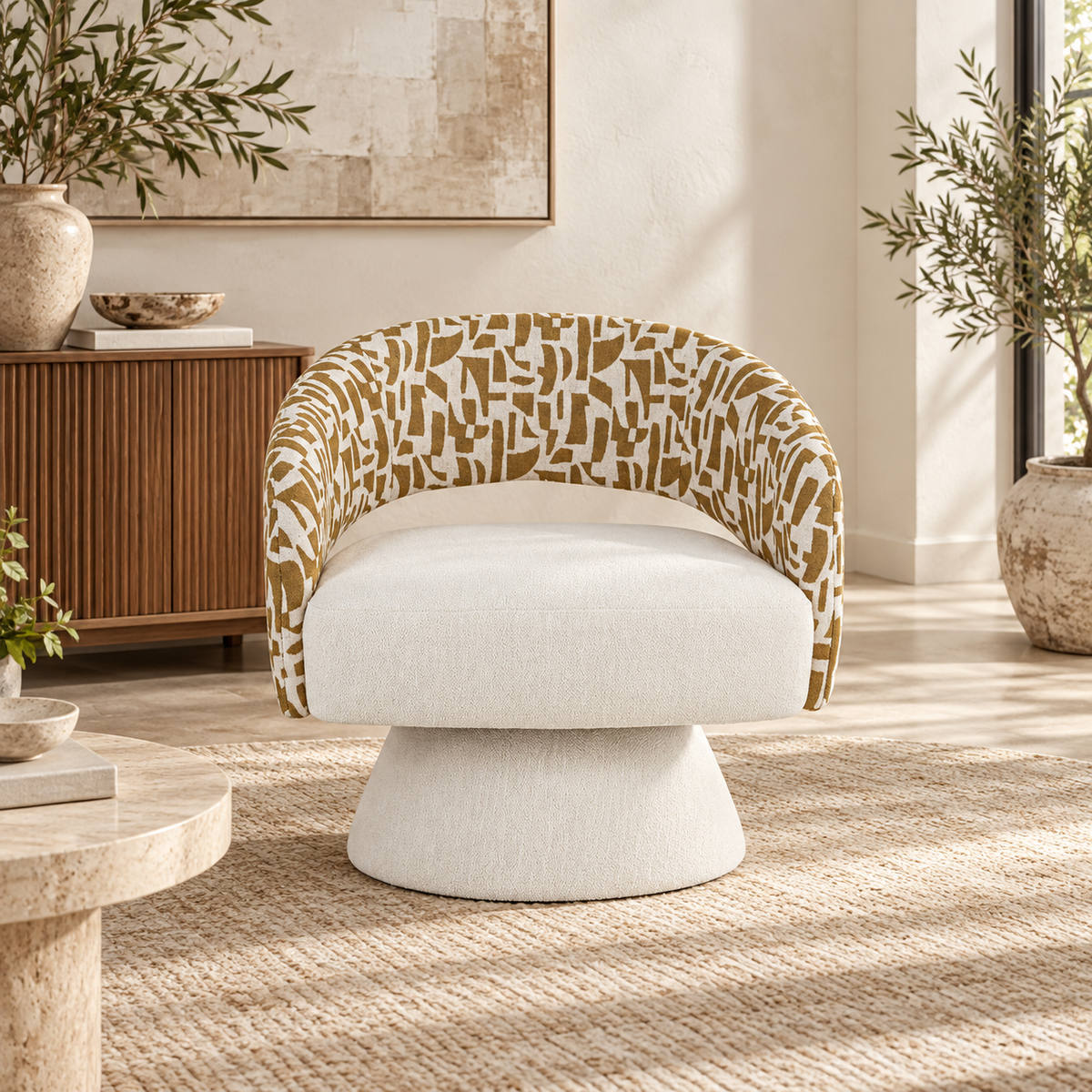 Sillón giratorio crema-ocre - ambiente