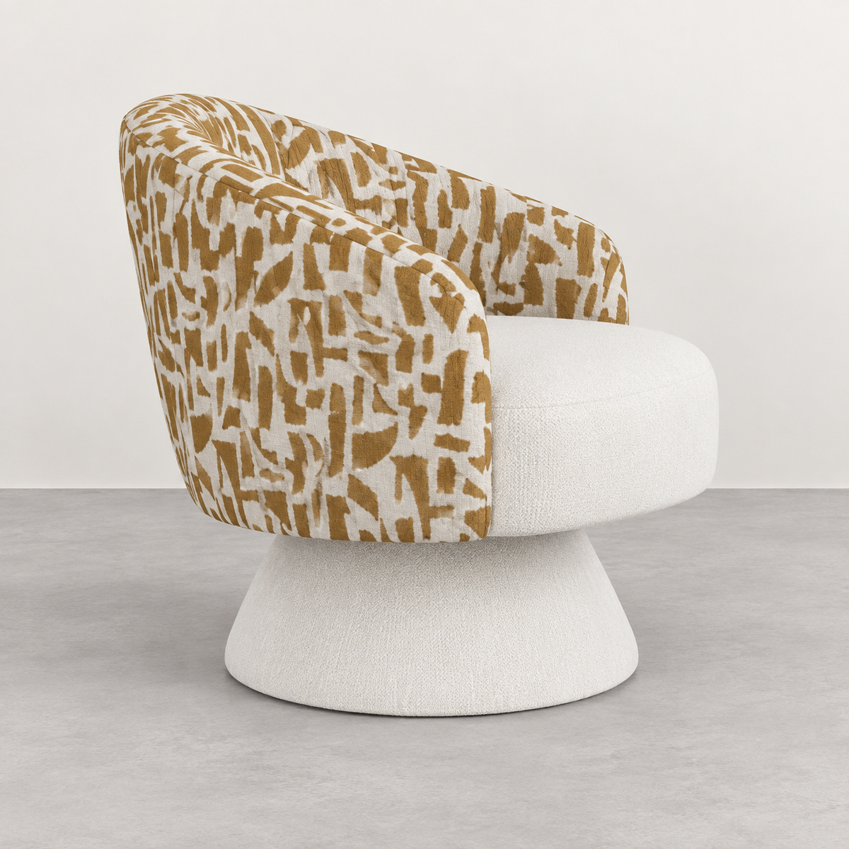 Sillón giratorio crema-ocre - vista lateral