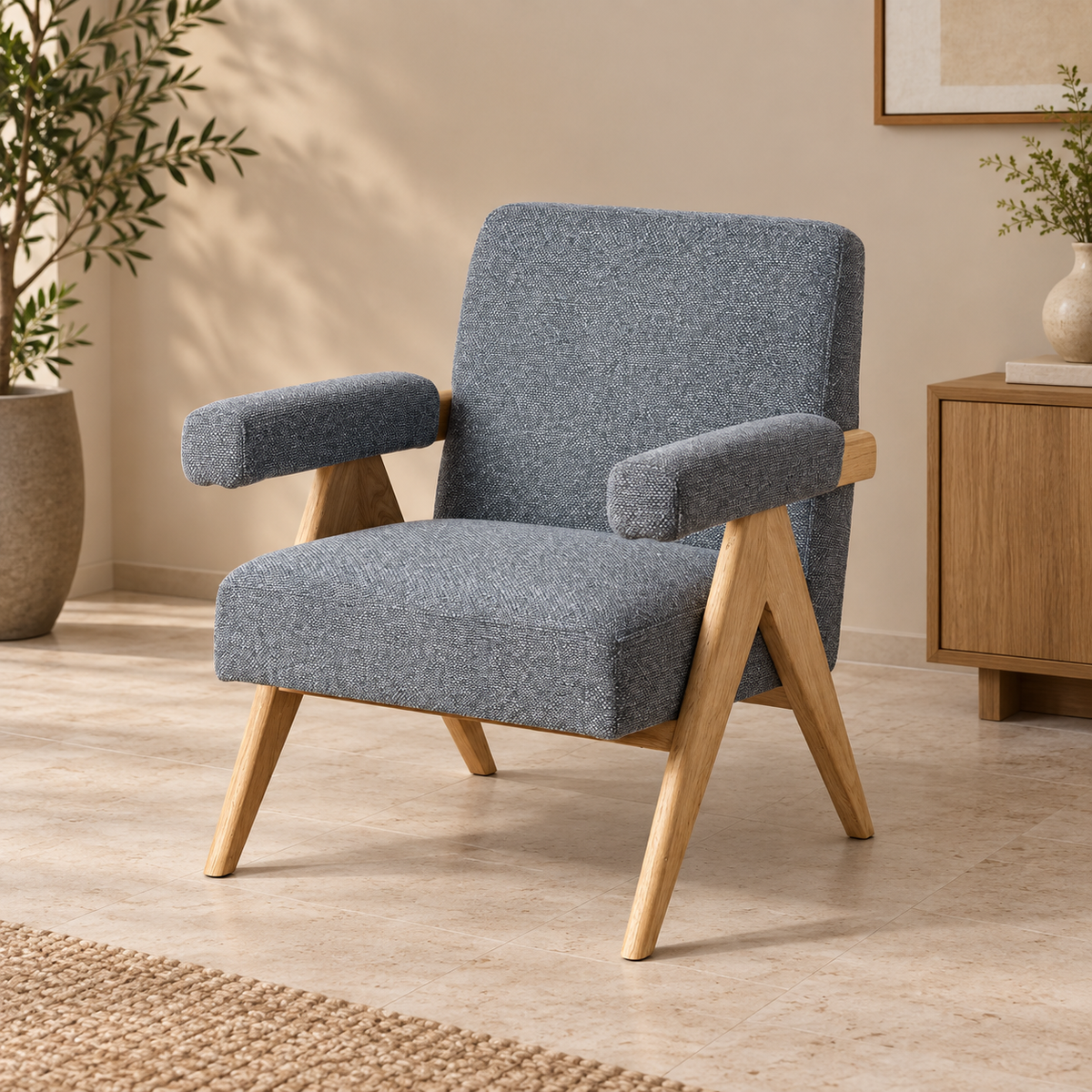 Sillón gris - vista tres cuartos