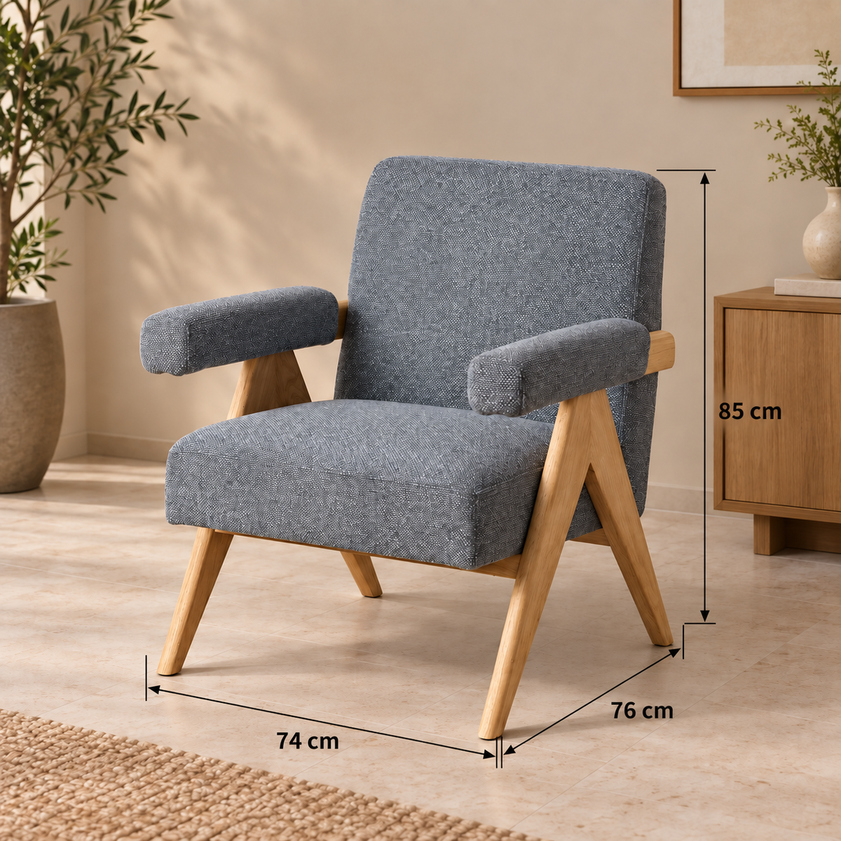 Ficha de medidas - sillón gris