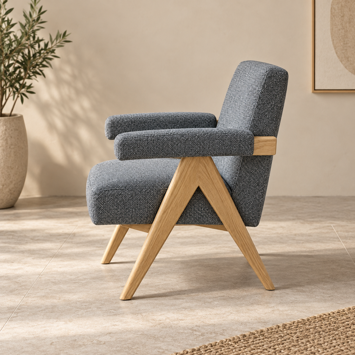 Sillón gris - vista lateral