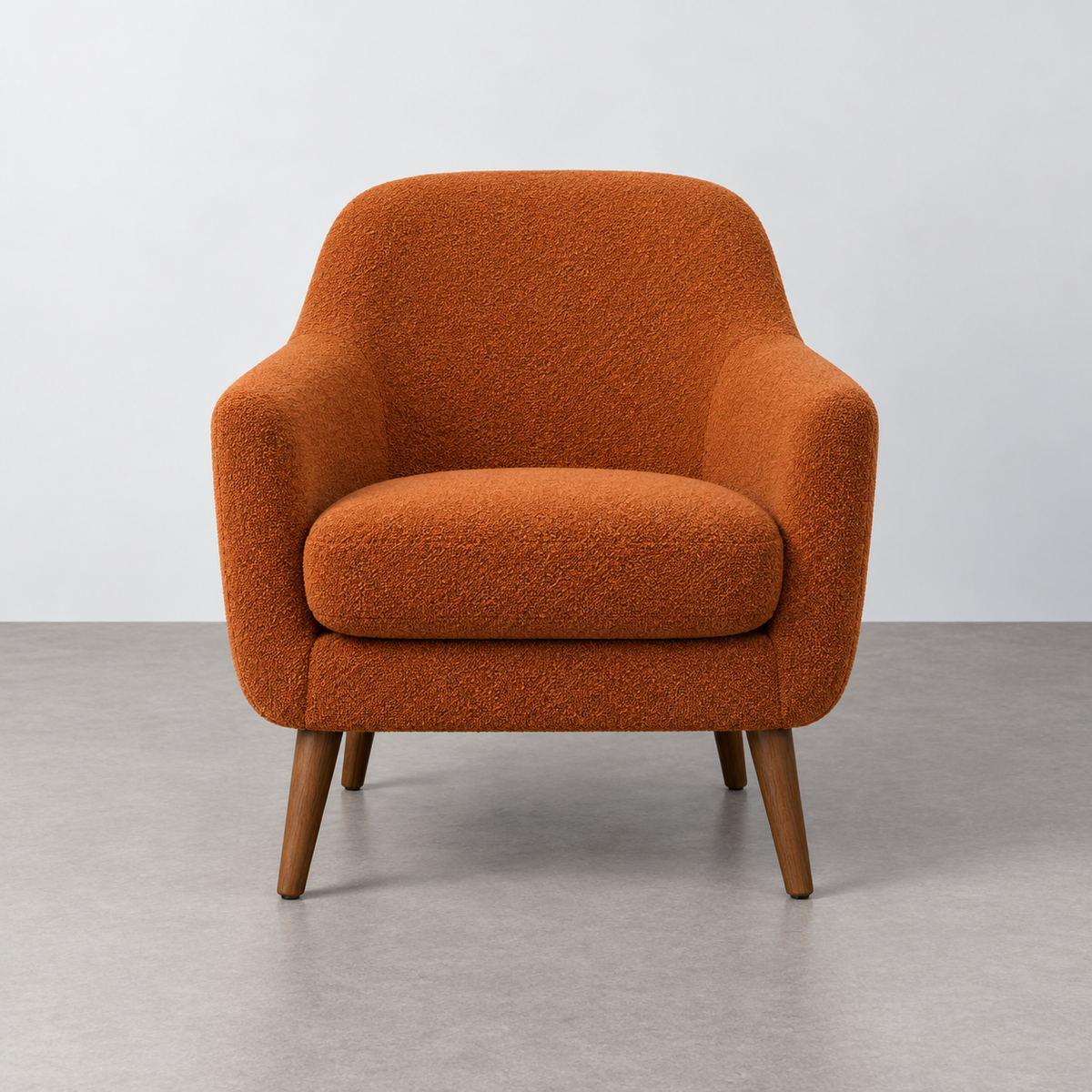Sillón terracota tejido y madera IXIA-615356 — vista frontal