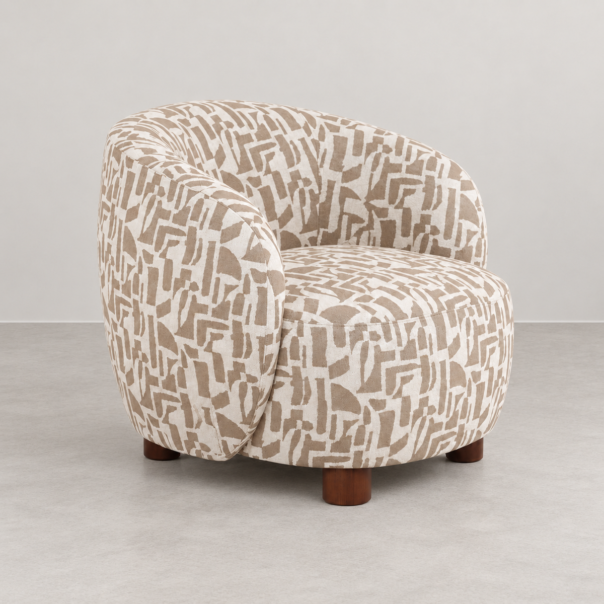 CREAM-BEIGE PRINTED ARMCHAIR 80 X 82 X 62 CM