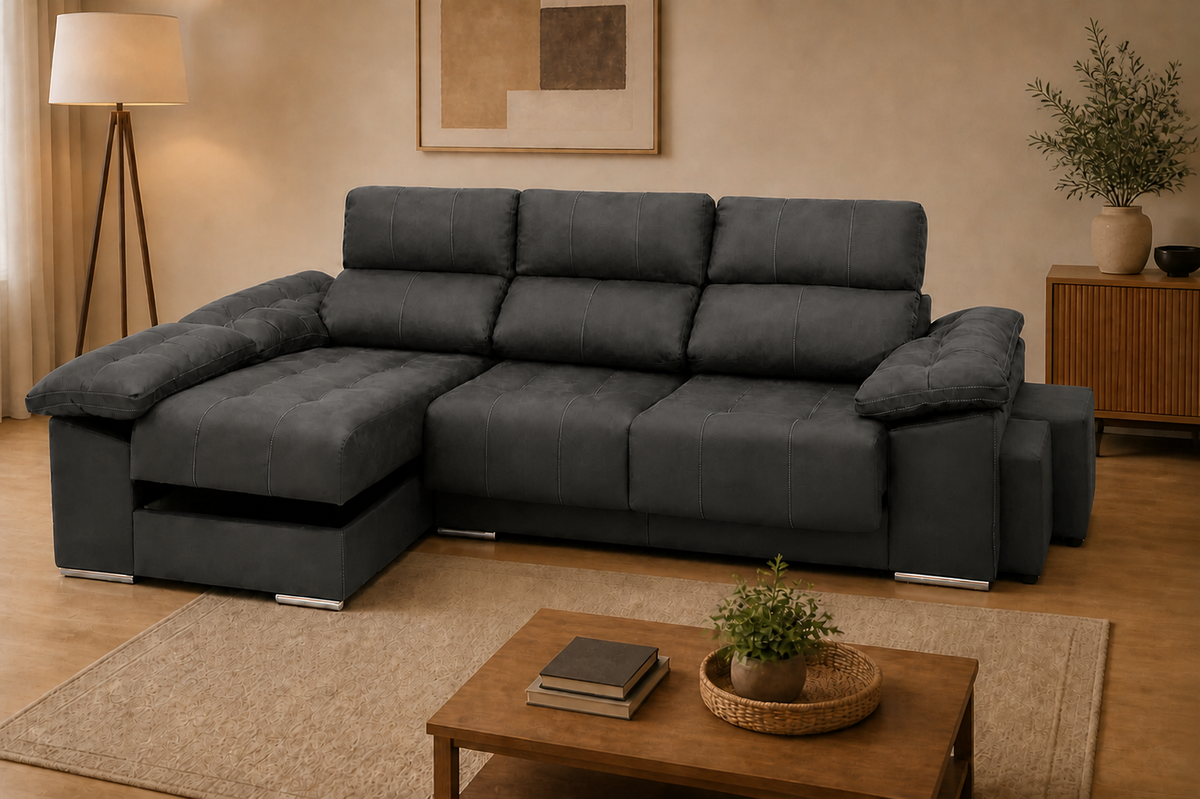 Chaise longue Toyota — vista 3/4 izquierda — Cairo Grafito