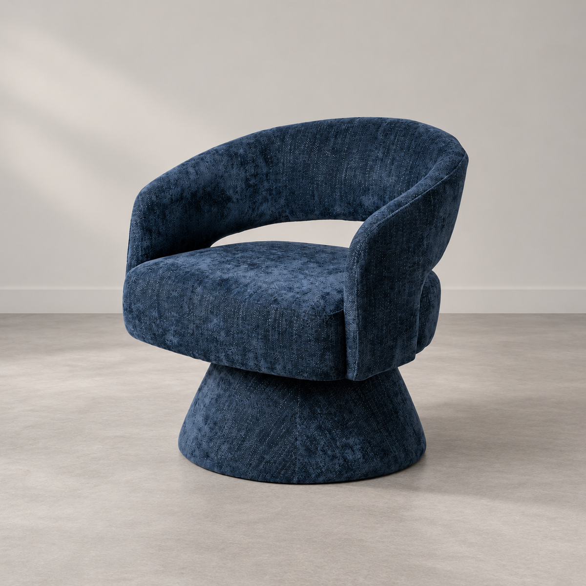 BLUE SWIVEL ARMCHAIR FABRIC-WOOD 71 X 68 X 72 CM